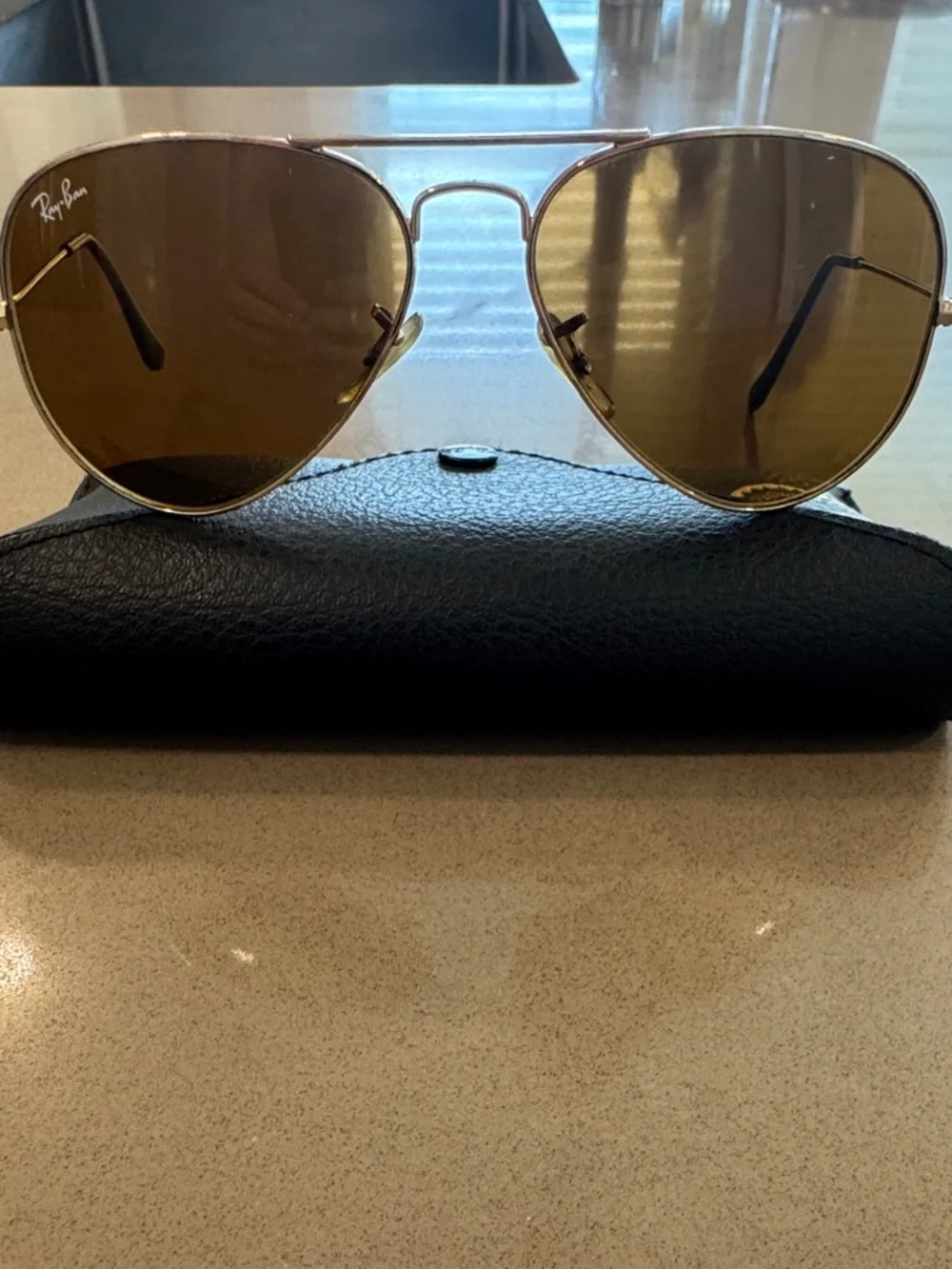 Ray-Ban Aviator Sunglasses in Gold with Brown Lenses